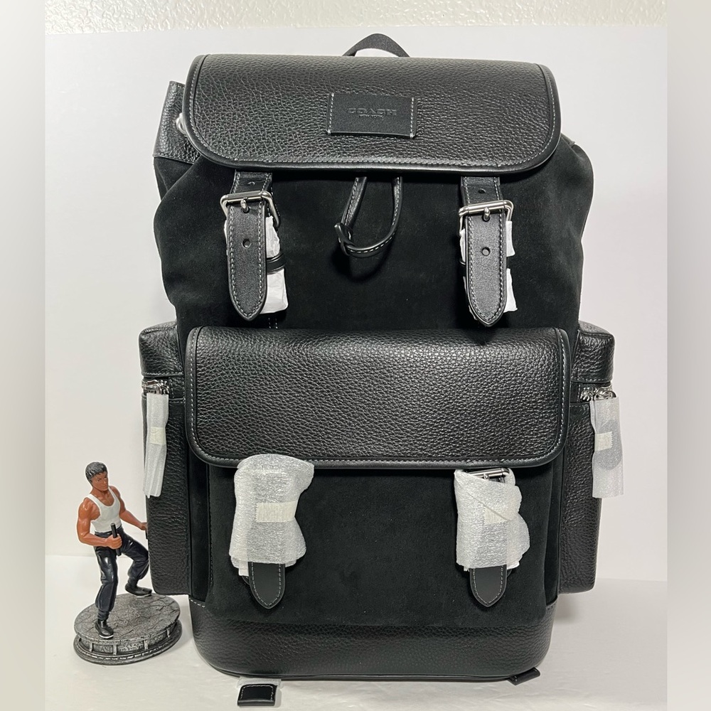 NWT Coach Men's Sprint Backpack In Leather/Gunmetal/Cognac Black